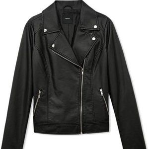Forever21 Favorite Moto Jacket Black Faux Leather WOMENS 1X